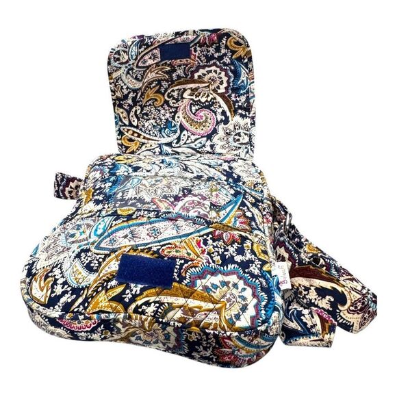 Belvah Paisley Print Crossbody Quilted Bag Purse Navy Blue Yellow Medium - Picture 10 of 11